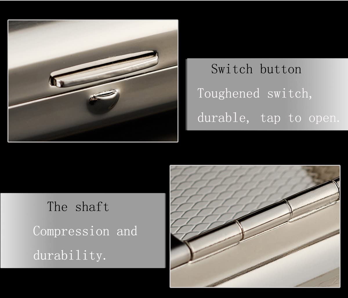 CaLeQi Stainless Steel Cigarette Case, Silver, Holds 16, Snap Closure, 16-cigarette case, patterned stainless steel - Image 3