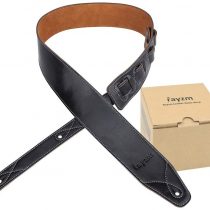 Rayzm Guitar Strap/Bass Strap with Suede Backing, Quality Genuine Leather Belt for Acoustic/Electric/Bass Guitar, 6.5 cm Wide, Adjustable Length from 108 cm to 140 cm