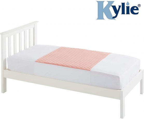 Kylie Premium Bed Pads | Pink | 3 Litre | Single Bed 91 x 91cm | Washable Absorbent Incontinence Sheets | Waterproof Backing | 50cm Mattress Tuck Flaps on Each Side