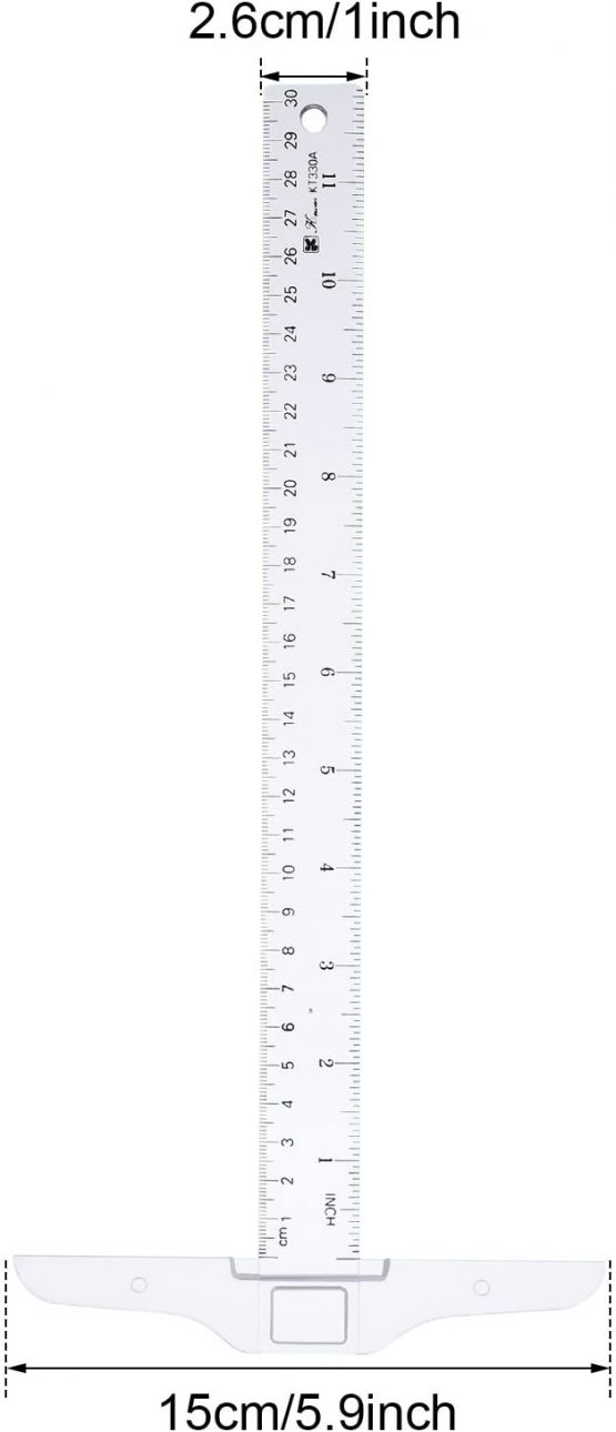 12 Inch/ 30 cm Junior T-Square Plastic Transparent T-Ruler for Drafting and General Layout Work (1) - Image 3