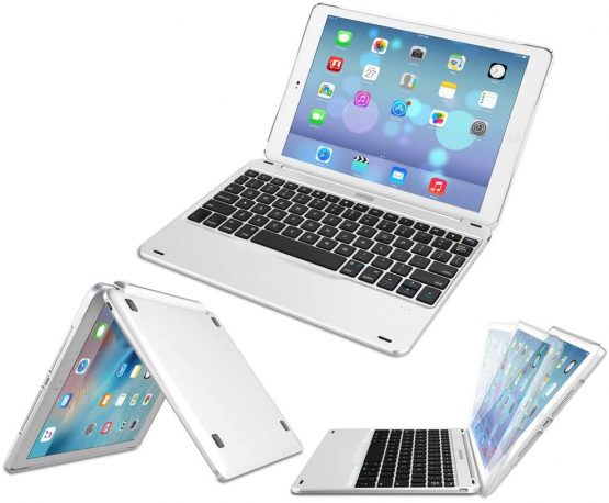 Arteck iPad 9.7-inch (iPad 6, 2018 / iPad 5, 2017) Keyboard, Ultra-Thin Bluetooth Keyboard with Folio Full Protection Case for Apple iPad 9.7 iPad 6, 5 and iPad Air 1 with 130 Degree Swivel Rotating