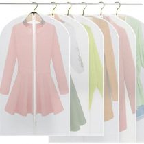 BREEZO Clothes Covers, Pack of 6 PEVA Dustproof Garment Covers Damp-proof Garment Bag, Full Zipper Suit Bag, Washable Waterproof Transparent Dress Cover (3pcs 60 * 100cm +3pcs 60 * 120cm)