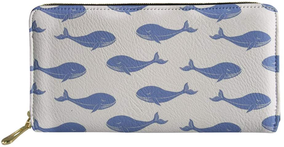 Coloranimal Women Wallets Zipper Closure Cluch Bag Cute Cartoon Whale Puzzle Slim Credit Cards Coins Cash Organizer Holders Travel Accessories