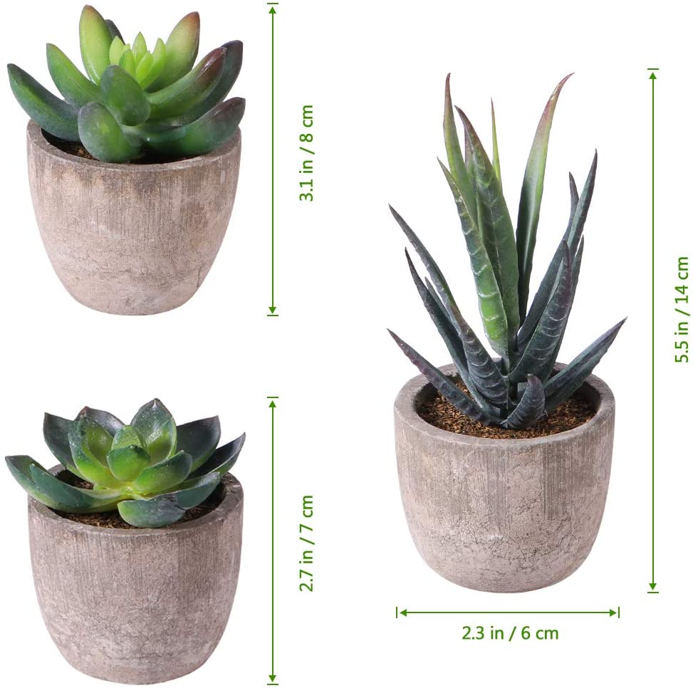 Ounona Artificial Succulent Plants with Pots Table Decoration Home Balcony Office Decoration Set of 3 for Home Office Decor - Image 4