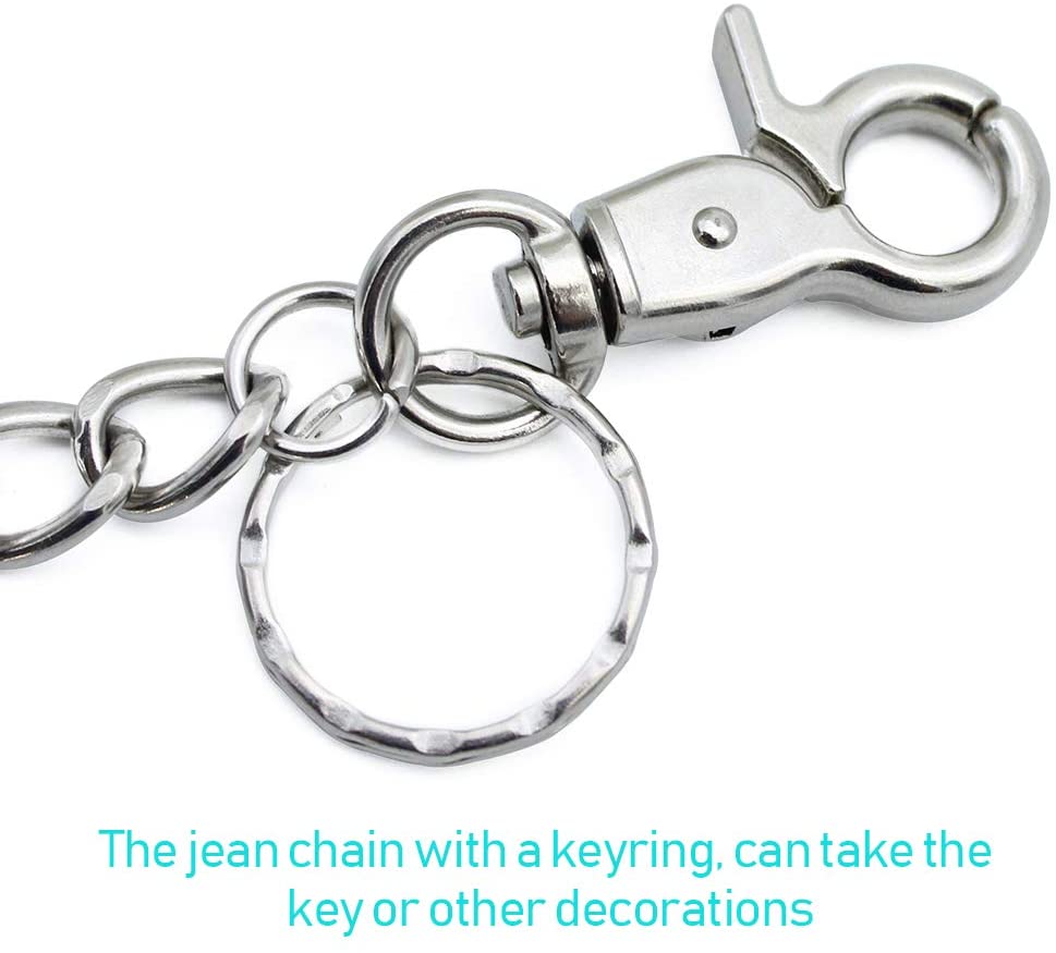 KingYH 2 Pack 54cm chain for Jeans Pants Pocket Chain Wallet Clips with Key Ring for Men and Women Fashion Hip Trouser Decoration Keys Wallet Clothes Accessories - Image 2