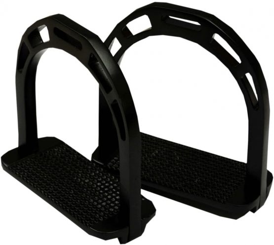 Black aluminium stirrups extra-light – 6 cm tread area