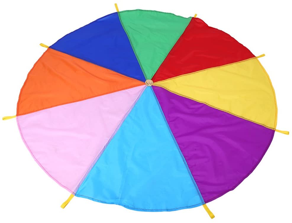 2M 8-Handle Rainbow Colorful Mini Parachute Kids Outdoor Funny Toy ...