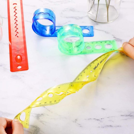 30cm/12inch Shatter Resistant Rulers Bendable Flexible Unbreakable Rulers Transparent Clear Folding Shutterproof Straigt Rubber Plastic Rulers Stationery for School Classroom Home Office(4PCS) - Image 2