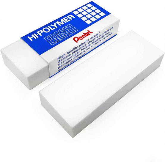 Pentel Hi-Polymer Jumbo Plastic Rubbers Erasers - White - Pack of 4 - Image 2
