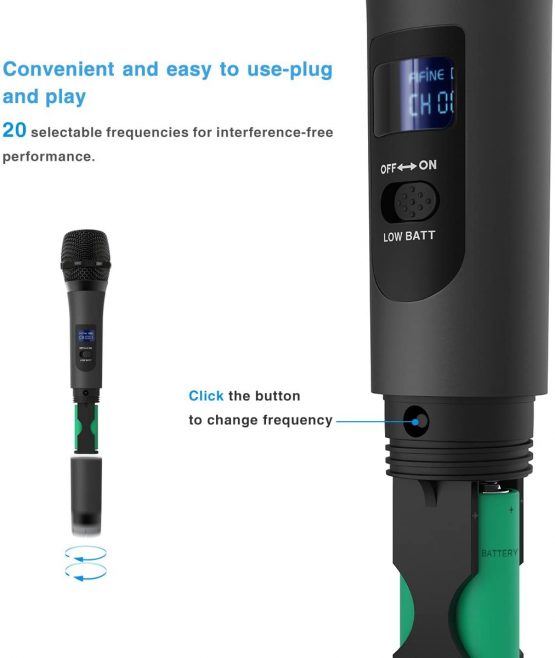 Wireless Microphone,FIFINE Handheld Dynamic Microphone Wireless mic System for Karaoke Nights and House Parties to Have Fun Over the Mixer,PA System,Speakers-K025 - Image 3