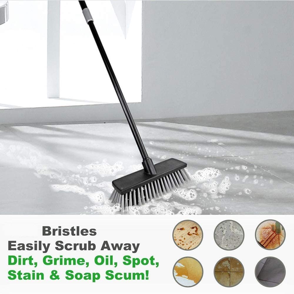 Push Broom Indoor Outdoor Floor Scrub Brush, Stiff Bristles with 49.6
