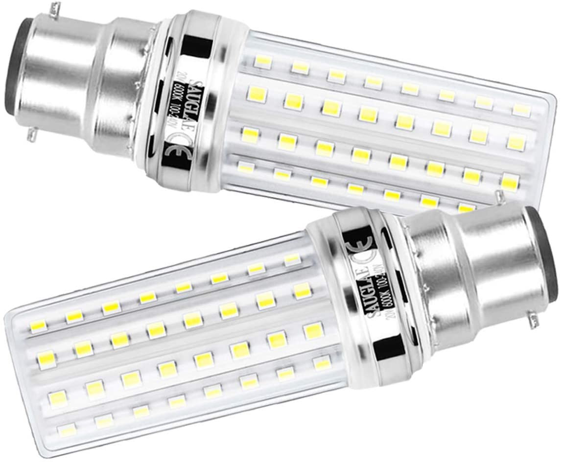 SAUGLAE 20W LED Corn Bulbs, 150W Incandescent Bulbs Equivalent, 6000K Daylight White, 2300Lm, B22 Bayonet Cap Light Bulbs, 3-Pack - Image 3