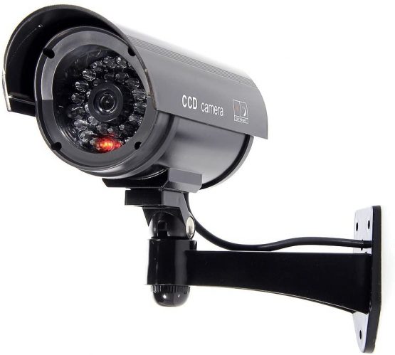 Outdoor Indoor Fake Dummy Imitation CCTV Security Camera W/Blinking Flashing Light Bullet Shape Black