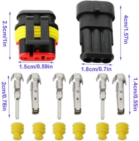 CESFONJER 15 Kit Car Wire Connector, Waterproof Electrical Terminal, Plug for Auto Motorcycle Scooter Truck Marine Plug Socket Kit, 2 Pin × 5 Kit, 3 Pin × 5 Kit, 4 Pin × 5 Kit. - Image 3