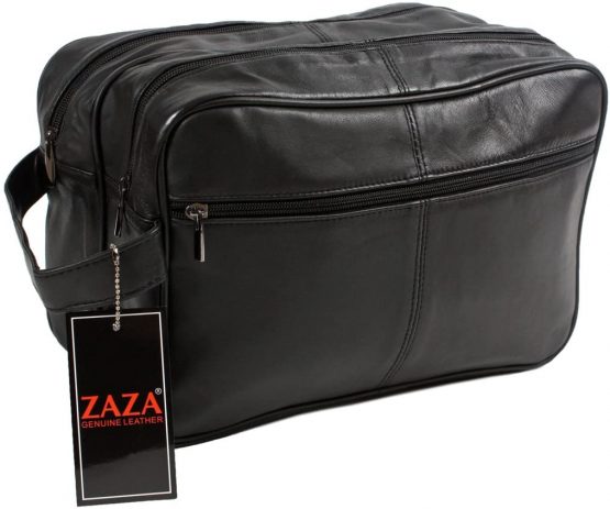 Jumbo - Toilet Bag Extra Large, Genuine Real Leather Mens WASH Bag/Overnight Bag (Black) 2017 Model- 4611 - Image 4