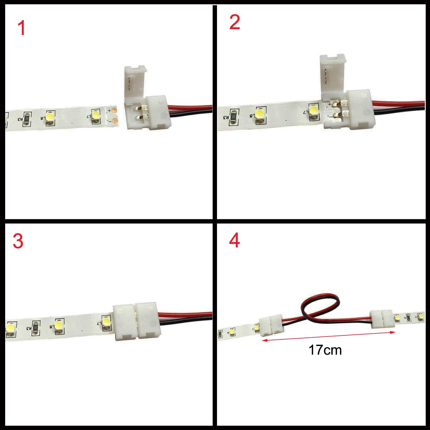 RUNCCI-YUN 3528 2835 8mm 2 Pin LED Strip Light Connector Kit, 5 Jumper, 5 Pigtail, 5 L Shape Corner, 2 DC On/Off Switch - Image 3