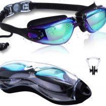 DXK Swimming Goggles, Mirrored Swim Goggles No Leaking Anti Fog UV Protection 180 Degree Vision with Free Protection Case and Soft Silicone Nose Bridgefor Adult Men Women Youth