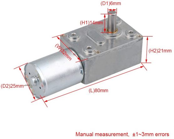 BQLZR DC 12V 0.6RPM Square Low Speed High Torque Turbo Worm Geared Motor Right Angle Gear Motor - Image 3