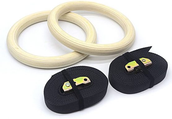 Wooden Gymnastic Rings Adjustable Pair Olympic Crossfit Gym Strength Training - Image 2