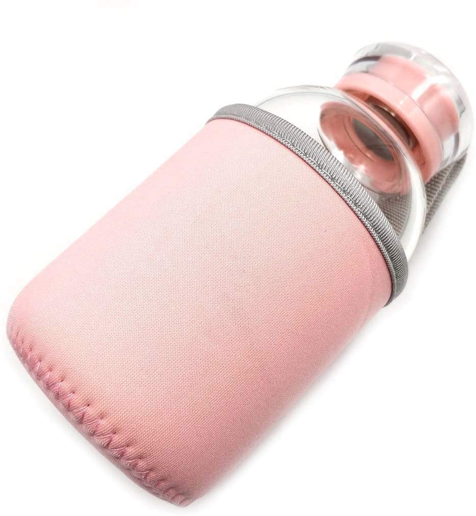 Glass Water Bottle with Bendable Straw Drinking Bottle Cute with Pink Cotton Sleeve Borosilicate BPA Free for Girl Women for Home School Office Gym Travel - Image 4