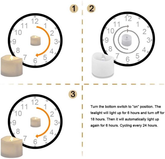 Homemory 24 Pack LED Timer Tealights Flameless Flickering Tea Lights Candles with Timer, Warm White Light - Image 3