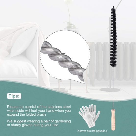AIEVE Radiator Cleaner Brush , 70CM Radiator Brush , Flexible Long Radiator Duster with Wood Handle , Multipurpose Cleaning Brush for Radiator & Dryer Lint & Washing Machine - Image 2