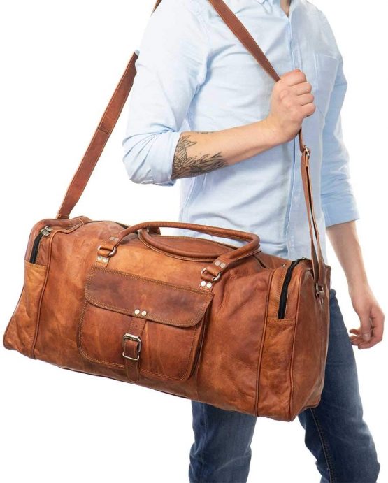 Gusti Travel Bag Leather - Harvey Brown Weekender Women Men's Sports Bag Hand Luggage - Image 2