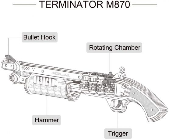 ROBOTIME Wooden Model Kits for Adults Rubber Band Gun 3D Puzzle - TERMINATOR M870 Mechanical Building Construction Wooden Jigsaw Sets - Image 4