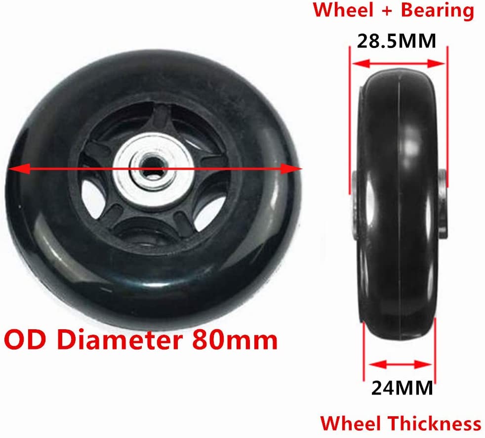 1 Pair Luggage Suitcase wheels Replacement OD 80mm with Axles Wrench Bearings Repair Tool Kit (80mmX24mmX6mm) - Image 2