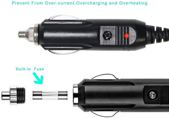 KUNCAN 13FT 12-24v Car Charge Cigarette Lighter Extension Cable Male to Female Socket, 14AWG Heavy Duty Cigarette Lighter Cord with LED Light, 15A Fuse - Image 3