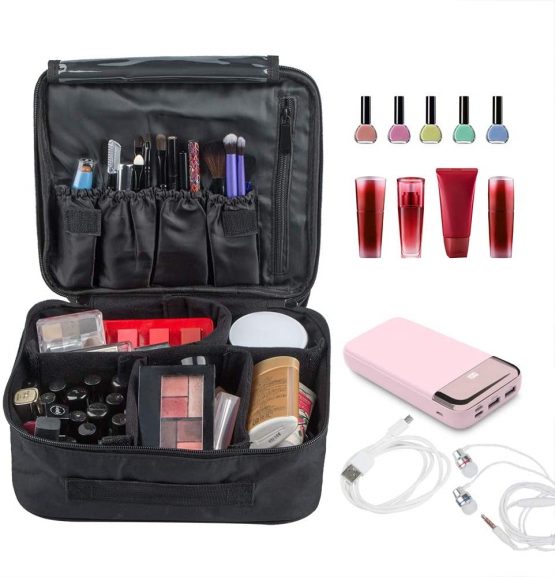Travel Makeup Case, SourceTon Professional Cosmetic Makeup Bag Organizer Makeup Boxes with Spaced Cosmetic Bag - Image 4