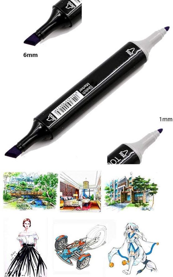 40 Colours Graphic Marker Pen,Artist Necessary Permanent Art Markers Twin Marker Pen Animation Design for Drawing Coloring Highlighting and Underlining, black - Image 3