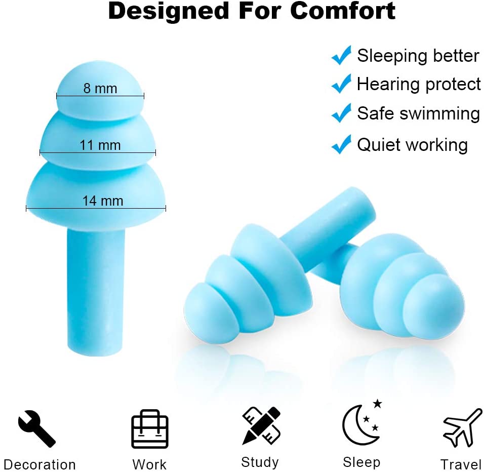 6 Pairs Soft Silicone Ear Plugs – 27dB Noise Cancelling For Sleeping, Swimming, Travel & Concerts, Reusable & Waterproof
