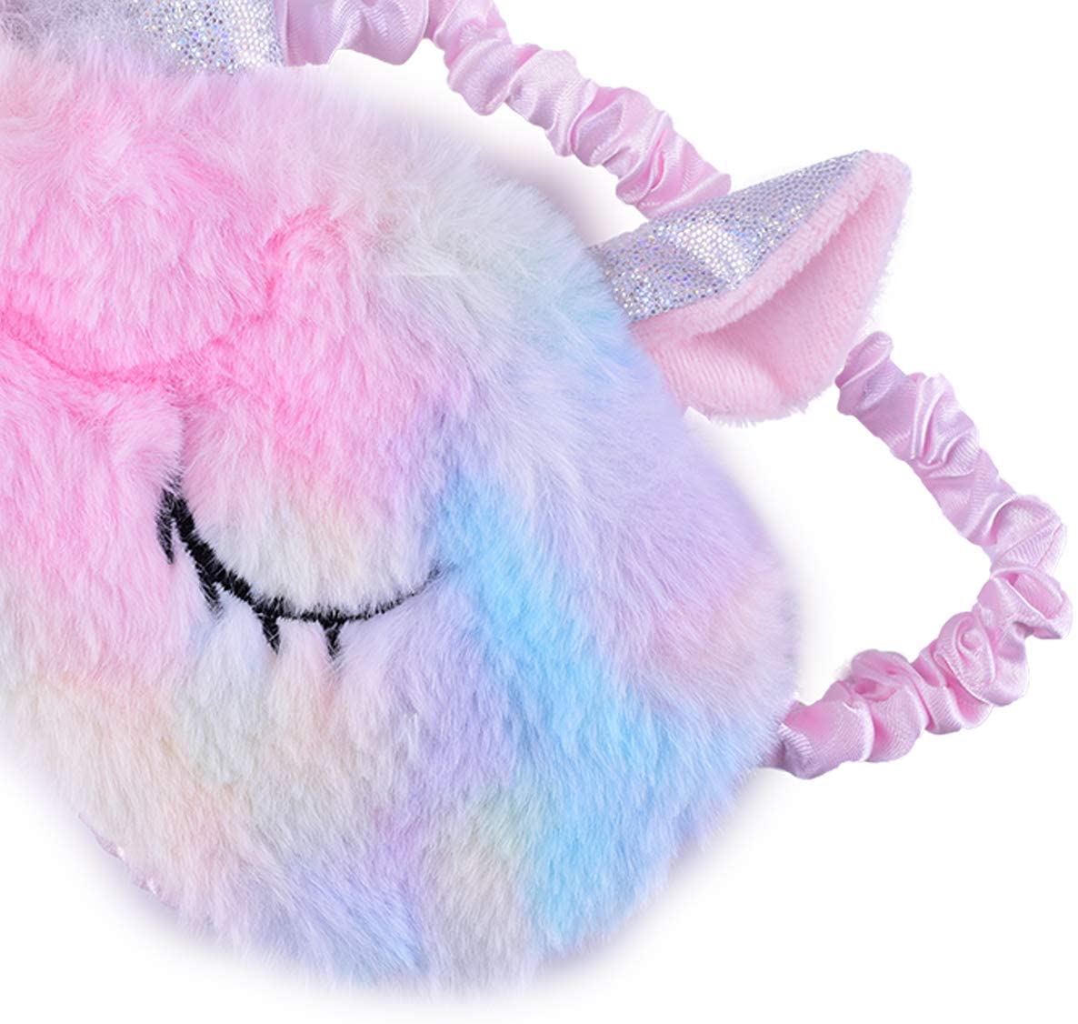 Eye Mask for Sleeping Ulife Mall Cute 3D Unicorn Soft Fluffy Plush Sleep Mask Sleeping Mask with Silk Back - Image 3