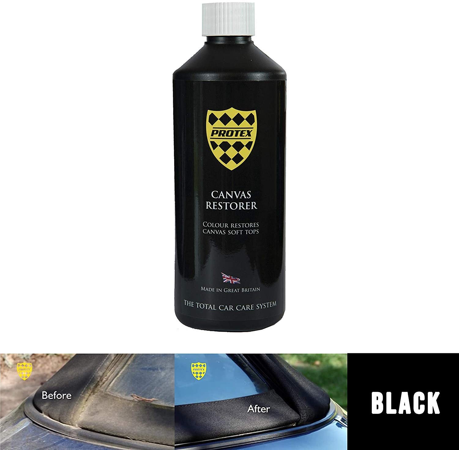 PROTEX Convertible Soft Top Canvas Restorer (Black) 500ml - Colour Restores Like New, 500 ml (Pack of 1)