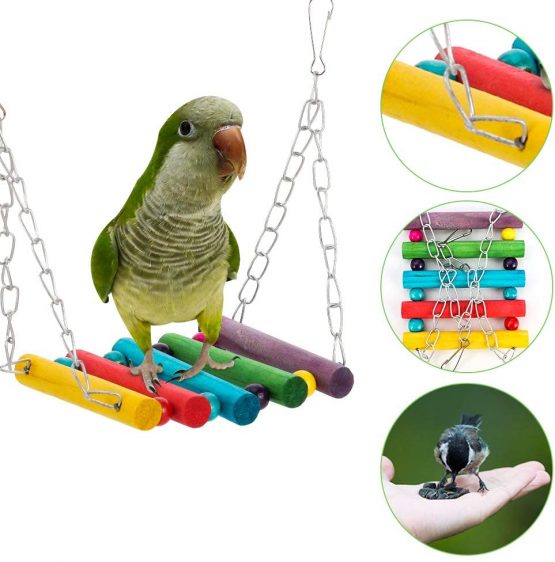 Yorgewd 8-Pack Bird Toys Parrots Cage Toys Hanging Swing Shredding Chewing Perches Parrot Toy Parrot Bite Toy for Budgie, Cockatiels, Conures, Finches, Small Parakeets - Image 2
