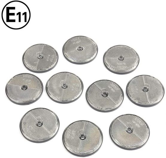 ETUKER 10 Pack Rear Reflector, Round Rear Reflectors Screw on Safety Reflective, Post Reflectors, Reflectors For Gate Posts for Caravan/Truck/Trailer/Boat/Motorcycle Fence Gate Posts(Yellow) - Image 3