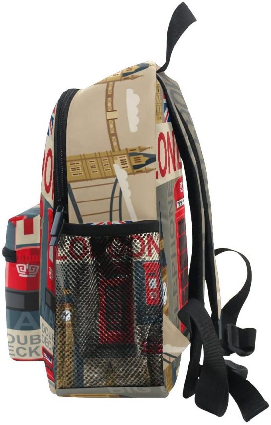 Kids Backpack, London Pattern Printed Personalised Lightweight Preschool Bag for Girls Boys - Image 4