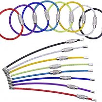 BETOY 40 pcs Wire Keychains, Wire Keychain Key Cable Key Ring 2mm Cable Loops Stainless Steel Gear for Hanging Luggage Tag, Keyrings and ID Tag Keepers