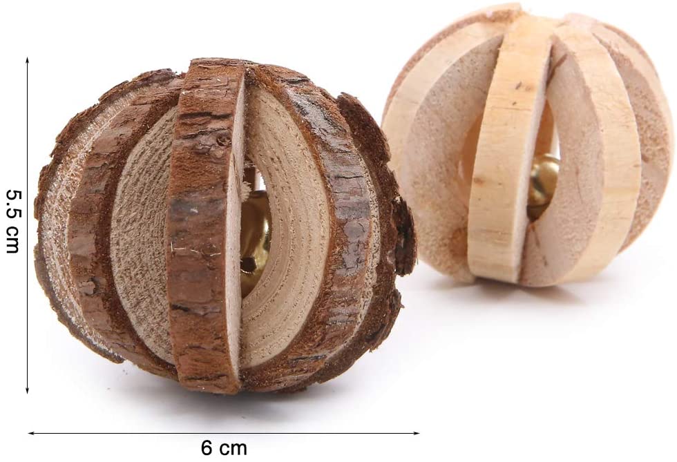 Winterworm 6 Pcs Wooden Chew Gnaw Throw Roll Toss Toys Hamster Mice Chinchillas Rabbit Gerbil Guinea Pig Toys - Image 4
