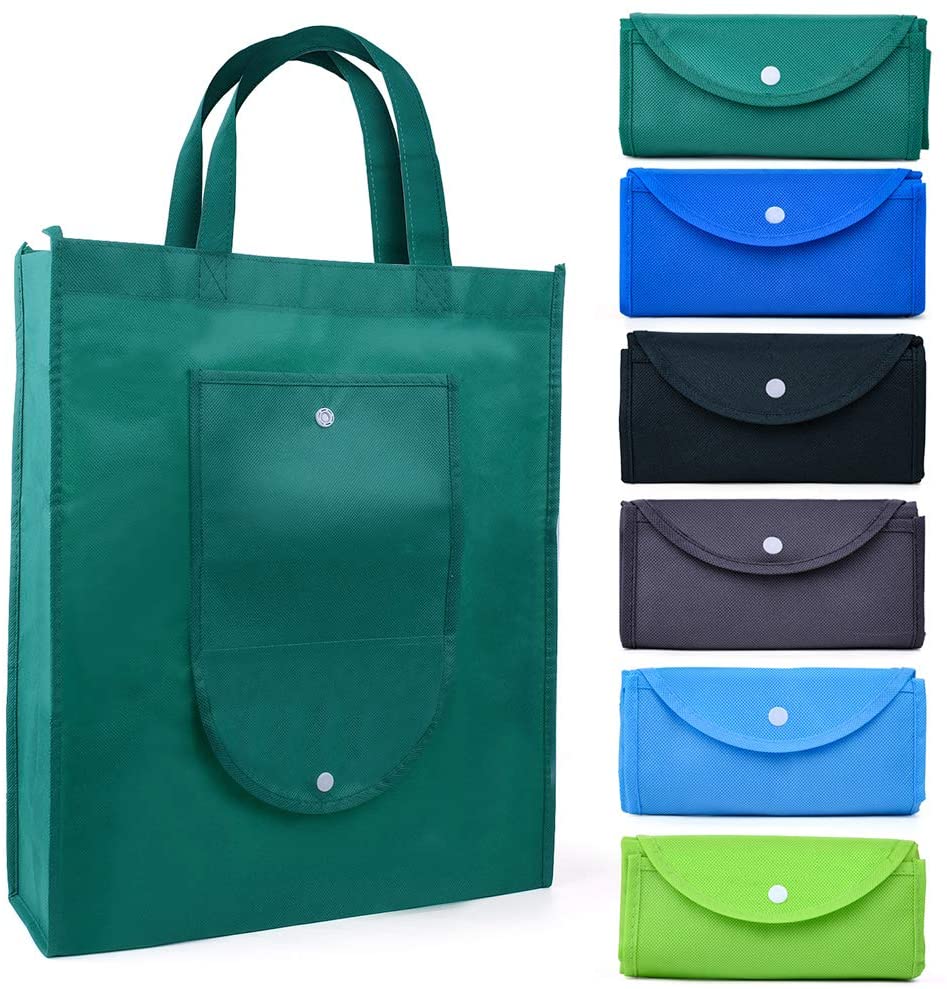 Reusable Grocery Bags, 6 Pack Shopping Bags Foldable Into Pouch