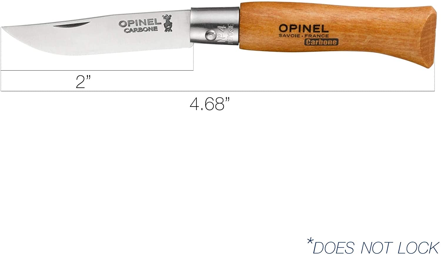 Opinel 111040 Non-Locking Carbon Steel Blade No.4 - Beech - Beech, 5 cm - Image 3