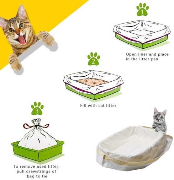 Durable Cat Litter Box Liners with Drawstrings, Big Size Cat Litter Pan Bags Toy Storage Bag (91.4×45.7cm, 10 Pieces) - Image 4