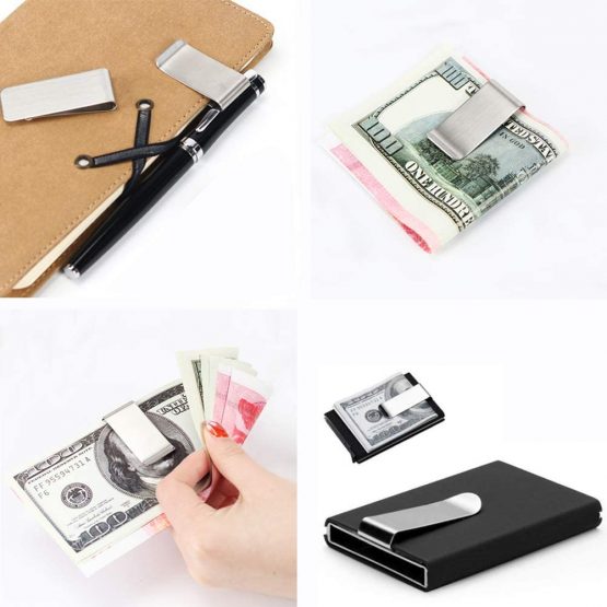 Pack of 2 Stainless Steel Metal Slim Money Clips Bill Cash Holder for Men and Women (Silver) - Image 3