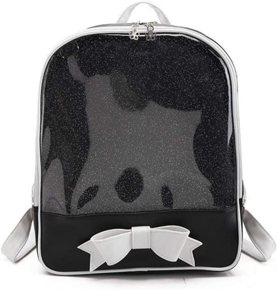 Ita Bag Backpack Girls Cute Candy Leather Bag Purse School Bag Summer Beach Bag Purse with Bowknot Transparent Windows for DIY Decors
