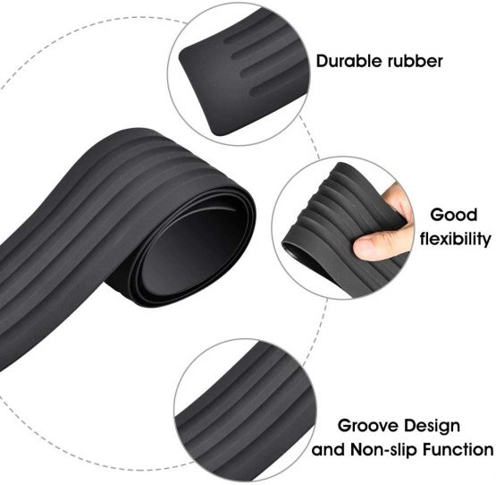 SNAGAROG Rear Bumper Protector Universal Car Rear Trunk Sill Plate Scuff Plate Strip Black Rubber Anti-scratch Trim Cover with 2 rolls tape for Car Pickup SUV Truck (104x8cm) - Image 3
