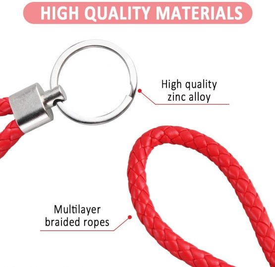 Aipaide 20PCS Braided Leather Keychain Strap Keyring Car Keyring Handmade Braided strap Keychain 20 Colors - Image 4