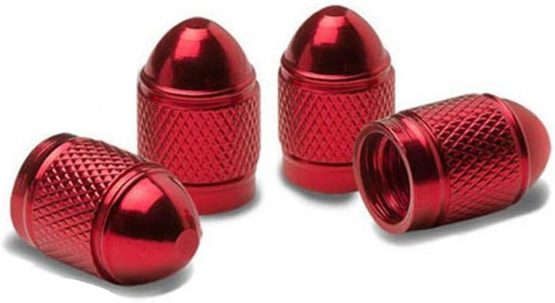 ARH Auto Accessories Bullet Dust Caps, Set Of 4 Fits Onto Car, Bike Or Motorbike Valves. (Red)