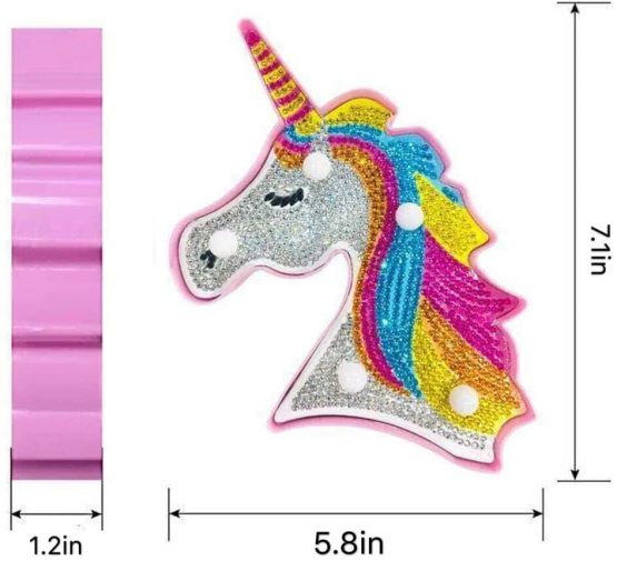 DIY Unicorn Diamond Painting Lamp with LED Lights Full Drill Crystal Drawing Kit Bedside Night Light Arts Crafts for Home Decoration or Christmas Gifts 5.8 * 7.1inch (Unicorn A) - Image 2