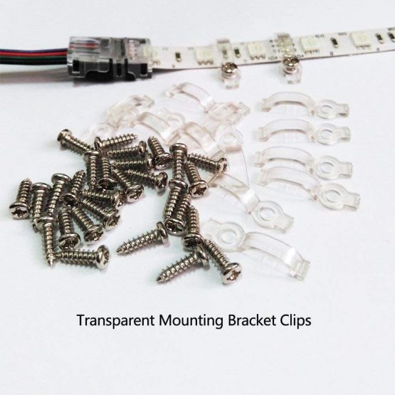 VIPMOON 100pcs Mounting Brackets Clips for 10mm Wide IP65 Waterproof 5050 LED Strip Light, Screws Included - Image 2